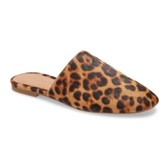 Madewell Womens 7 The Cory Mule Leopard Print Leather Flats Contemporary - Picture 1 of 8